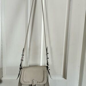 Neutral Cream Crossbody Bag with Woven Detail